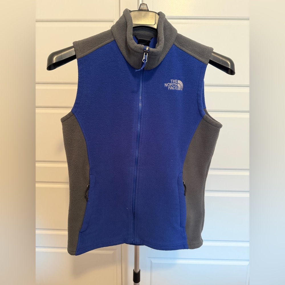 The North Face Blue and Gray Fleece Vest